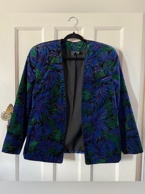 CHIC PETITES Vintage 1980-1990s Floral Velvet Jacket